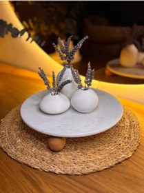 Resim Lizzy Üç Ahşap Ayaklı Sunumluk , Ayaklı Sunumluk ,Pasta Kek Standı 19 cm 