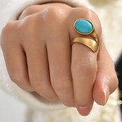 Resim 1 adet Yeni Yaz Vintage Bohemian Sahte Peridot Açık Alaşım Yüzük, Çinko Alaşım, Kabile Stili, Plastik Mozaikli, Günlük Durumlar ve Partiler için 