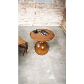 Resim Simillo Home & Living Wood Tekli Mantar Sehpa – Tik Ağacı Renk Ahşap Orta Sehpa & Dekoratif Fiskos 