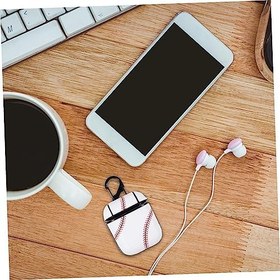 Resim Hemobllo 1 Adet Beyzbol Kulaklık Durumda Kulaklık Durumda Kapağı Anahtarlık Aksesuarları Kadınlar Için Deri Kutusu Beyaz Bayan Pu Deri Kutusu 