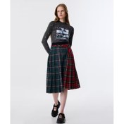 Resim Twist Asimetrik Pileli Kadın Ekose Etek (TW6250004097) 