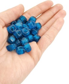 Resim Selvi Konsept Kare Cam Boncuk Çanak Mavi Orta Boy 10 mm 30 Adet 