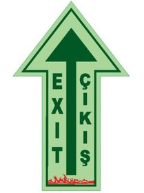 Resim TK WOOD CRAFTS Lümen Folyo Fosforlu Ok Yer Okları Acil Çıkış Exıt Yazılı Yeşil 