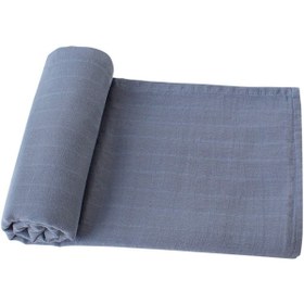 Resim Tinybabyconcept Soft Organik % 100 Pamuk Tek Kat Müslin Kundak Örtüsü Bebek Batteniyesi Mavi Renk 110x110 Cm 