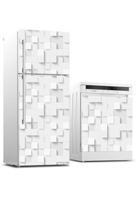 Resim Buzdolabı Ve Bulaşık Makinası Beyaz Eşya Sticker Kaplama 3d Küpler 