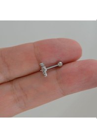 Resim Mini Çiçekli Ve Kelebekli Tragus Helix Piercing Kıkırdak Silver R Renkli 