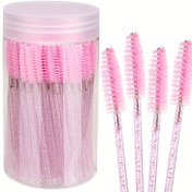 Resim Kristal Kirpik ve Kaş Fırçası Saklama Kutusu ile - Su Geçirmez Değil, Spandex İçermez, Kirpik Maskara Uygulaması ve Kirpik Uzatma için Uygun, 10/100 adet Seyahat Paketi Tüy Alma için 