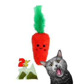 Resim Catnip Cepli Havuç Peluş Kedi Oyuncağı ve 2 Adet Catnip Paketi 