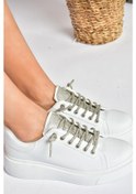 Resim Fox Shoes P602001709 Beyaz Taşlı Bağcıklı Kadın Spor Ayakkabı Sneakers Beyaz 