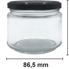 Resim Afracam 300 ML Siyah Metal Kapaklı Şeffaf Cam Kavanoz 10 Adet 