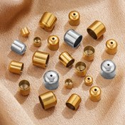 Resim DIY Takı ve El Sanatları için Delikli 20 Adet Paslanmaz Çelik Silindir Uç Kapakları 