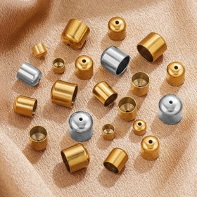 Resim DIY Takı ve El Sanatları için Delikli 20 Adet Paslanmaz Çelik Silindir Uç Kapakları 