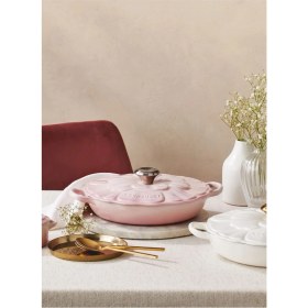 Resim 26 cm Emaye Döküm Güveç Tencere Çiçek Kapaklı Fırın & Ocak Uyumlu 