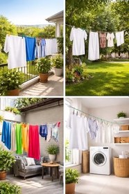 Resim 2’li Çelik Çamaşır İpi, PVC Kaplamalı Paslanmaz Dayanıklı Askı Teli, 10 Metre, Balkon, Bahçe, Banyo ve Dış Mekan Kullanımına Uygun (Asorti) 