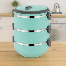 Resim Genel Markalar FreshBox 3 Katlı Sızdırmaz Yemek Termosu Sefer Tası 1,8 Lt Turkuaz-Türk Mavisi 