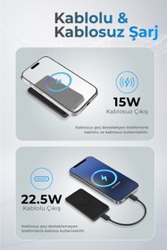 Resim woyax Magsafe Powerbank 5000 mAh QI2 20W Hızlı Taşınabilir Şarj Cihazı Batarya Iphone 11 12 13 14 15 16 17 