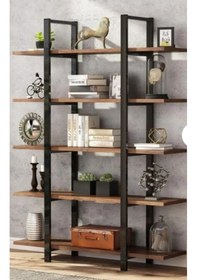 Resim Umutpark Metal Ahşap 5 Katlı Düz Kitaplık. Ahşap - Siyah 