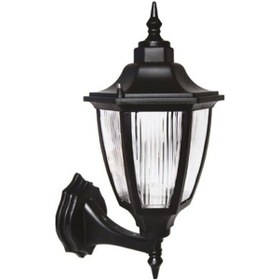 Resim Altıgen Konsollu Fener İç ve Dış Mekan Duvar Aplik Siyah 