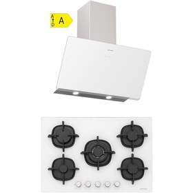 Resim Silverline Cs5364w01 - 3457 Soho 60 Beyaz Cam Ankastre Set 