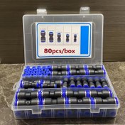 Resim 80 parçalık Hızlı Bağlantı Hava Hortumu Bağlantı Seti - Metal Basmalı Bağlantı Pnömatik Konnektörler, Üniversal Diş, Sızdırmaz, Kolay Kurulum, 5/32 1/4 5/16 3/8 1/2 İnç Boru, Kapak Konnektör Tipi 