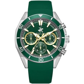 Resim Beverly Hills Polo Club BP3730X.375 Erkek Kol Saati | Koyu Yeşil Silikon Kordon & Gümüş Kasa 