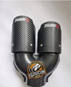 Resim 76 Mm. Çiftli Sol Içi Siyah Karbon Kaplama - Egzozcum - 