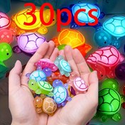 Resim 30 Adet Karanlıkta Parlayan 3D Deniz Kaplumbağası Heykelleri - Renkli Yarı Saydam Plastik Dekorasyonlar DIY El İşleri için, Plaj Partisi Hediyeleri, Sınıf Ödülleri ve Okyanus Temalı Etkinlikler, Parlak Yüzey, Kaplumbağa Süslemesi 