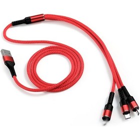 Resim Symbee 3'lü Usb Şarj Kablosu Lightning/type-c/micro Usb Uçları 1.2m Hızlı Şarj - Kırmızı 