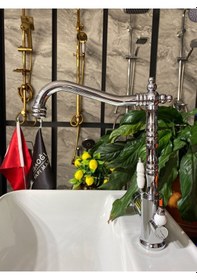Resim İsaoğlu Yapı Zen Design Rustik Arıtmalı Mutfak Bataryası 3 Yollu Evye Musluğu Arıtmalı Batarya Gümüş 