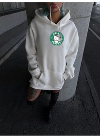 Resim Üç İplik Penye Uzun Kol Kapşonlu Sweatshirt - Beyaz Karışık Çok Renkli 