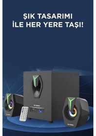 Resim Torima D38 Siyah Bluetooth Hoparlör 2in1 Subwoofer Rgb Işıklı Bilgisayar Hoparlörü Speaker 