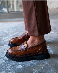 Resim PELİN'İN AYAKKABILARI ROJAS KAHVE DERİ KROKO MAKOSEN 