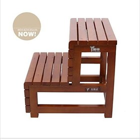 Resim Su Geçirmez ve Korozyona Karşı Korumalı Masif Ahşap Banyo Taburesi Kaymaz Çift Katmanlı Adım Tezgah Merdiveni Küvet Ayak Ayak Pedalı Banyo Namlu Tasarımlı (Renk: Kahverengi) 