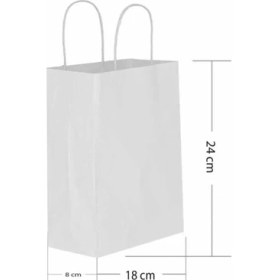 Resim Beyaz Kraft Büküm Saplı Çanta 18X8X24 
