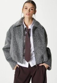 Resim Kadın Oscar Suni Kürk Antrasit Bomber Ceket Antrasit 