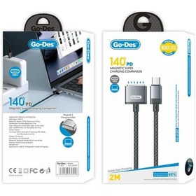Resim Go-Des GD-UC807 140W 2 M Apple Uyumlu MacBook Type-C Magsafe 3 Şarj Kablosu Gri 
