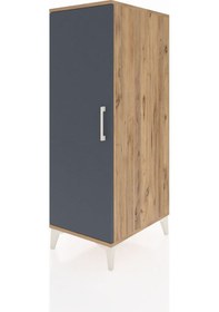 Resim Kronos Dolap 2 Raflı Tek Kapaklı 44x59x134 Çam-antrasit Çam 