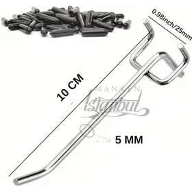 Resim Delikli Pano Kancası Koruma Kauçuklu 10 Cm Ekstra Güçlü Raf Askısı 2.5 Cm Dip 55 Adet Krom 