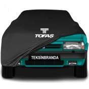 Resim Tofaş Doğan Siyah Kumaş Araba Branda Logolu Kumaş Araba Brandası Penye Oto Branda 