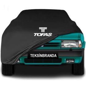 Resim Tofaş Doğan Siyah Kumaş Araba Branda Logolu Kumaş Araba Brandası Penye Oto Branda 