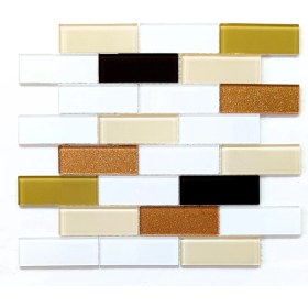 Resim MozaiKristaL Mutfak Tezgah Arası Kristal Cam Mozaik. Karodaki Cam Ölçüleri: 36X98X4 Mm. Karo Ölçüsü: 30X30CM. ( - 1 M2 Fiyatıdır ) 