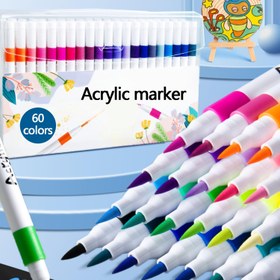 Resim Set başına 60 adet akrilik boyama kalemi, opak, yıkanabilir, gençlerin sanatı ve DIY için uygun, su bazlı boya kalemleri taş, cam, tatil sezonu yumurtaları, ahşap ve kumaş boyama için - toksik olmayan 