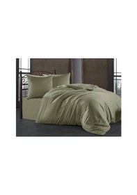 Resim Düz Saten Nevresim Çift Kişilik Nevresim Takımı Light Green 