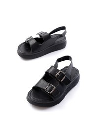 Resim 24413-572 Siyah Günlük Dolgu Topuk Toka Aksesuarlı Kadın Sand... Siyah 