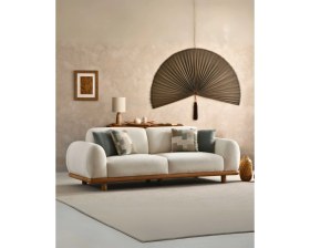 Resim Velura Home & Living Senna Üçlü Kanepe - Krem 
