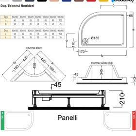 Resim Asimetrik Panelli Oturmalı Duş Teknesi | Sanacryl - 90x100 / Siyah / Oturmalı 