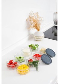 Resim 8'li Premium Kahvaltılık Seti 410 Cc Gri Plastik Kapaklı, Cam Saklama Kabı, Hava Geçirmez Gri 