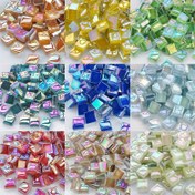 Resim 50 adet 1 cm/0.39 inç Kare Kristal Cam Iridescence Mozaik Taş, Kendin Yap El Yapımı Yaratıcı Dekorasyon Aksesuarları Etiketler 