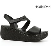 Resim Gönderi R Kadın Siyah Cırt Bantlı Dolgu Topuk Hakiki Deri Sandalet Dyza70945307 Siyah 