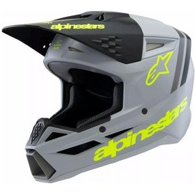 Resim Alpinestars Sm3 Youth Radium Off-road Çocuk Genç Motosiklet Kaskı Gri Siyah Sarı 